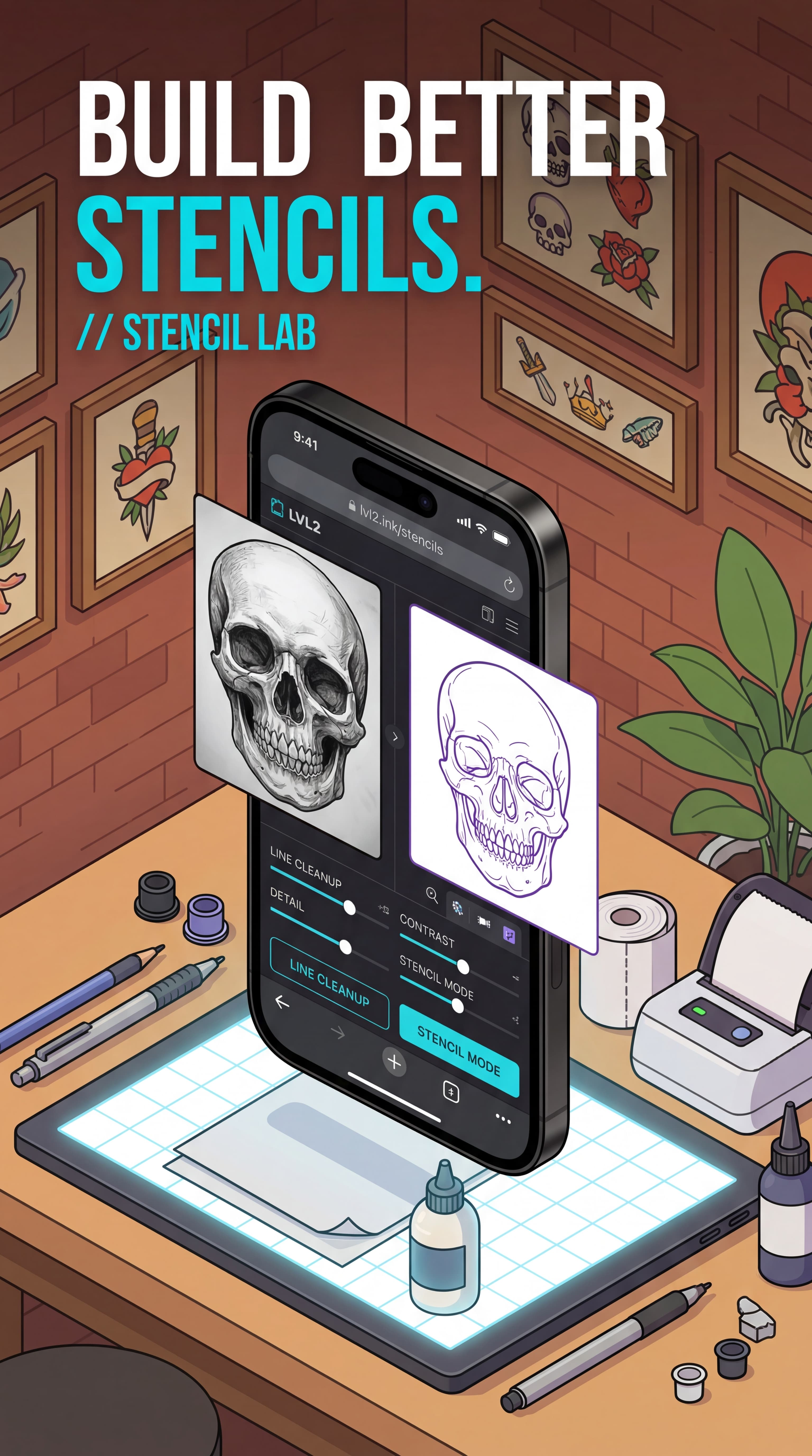 LVL2 stencil lab illustration